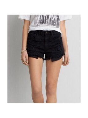 American Eagle Hi-Rise Festival Distressed Denim Shorts